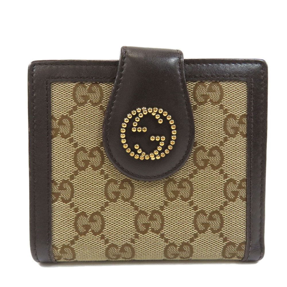 Gucci Hook GG Bi-fold Wallet With Coin Purse Canvas Leather